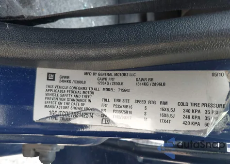 2010 Chevrolet Colorado 1Lt from USA, damaged, VIN 1GCJTCDE7A8142514